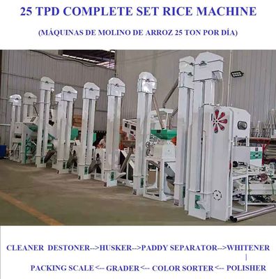 Macchina bassa di Ton Per Day Rice Mill del consumo di energia 25 completamente automatica